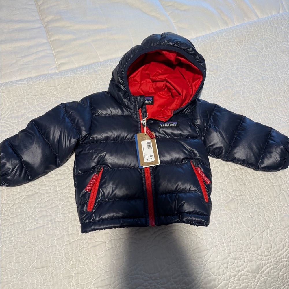 Patagonia Baby Navy and Red Puffer Jacket